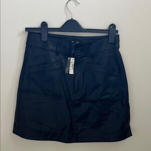 NWT Madewell Black Faux Leather Skirt